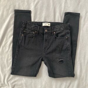 Abercrombie Kids Black Distressed Super Skinny Stretch Jeans Boy's 15/16 EUC